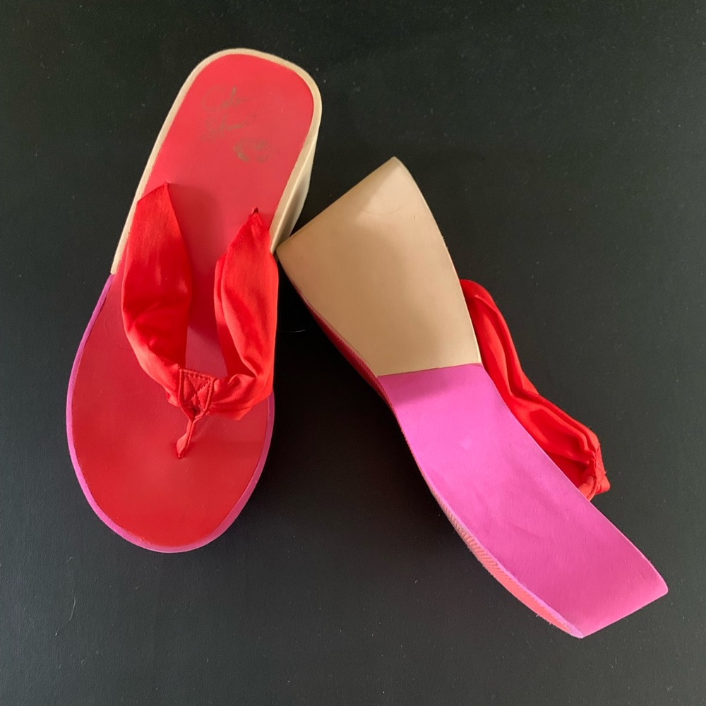 Stylish Red and Pink Women's Wedge Sandals